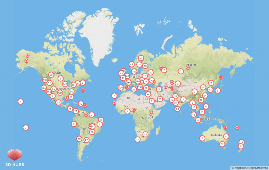 Le réseau 3D Hubs dépasse aujourd'hui les 7000 membres dans plus de 140 pays
