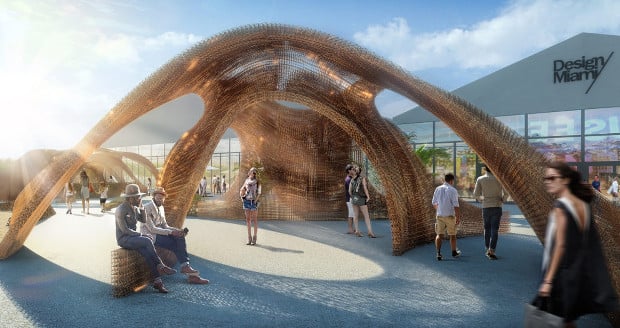Un pavillon imprimé en 3D à Miami à partir de bambou