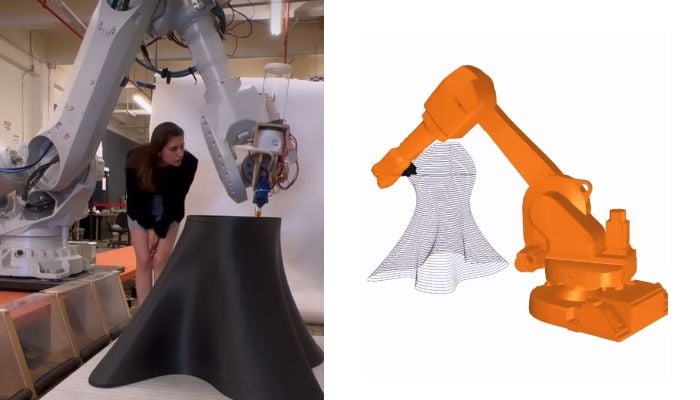 Verwendung von Roboterarm für 3D-gedruckte Kleider