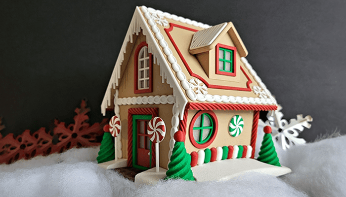 decoraciones navideñas impresas en 3D: casa de jengibre
