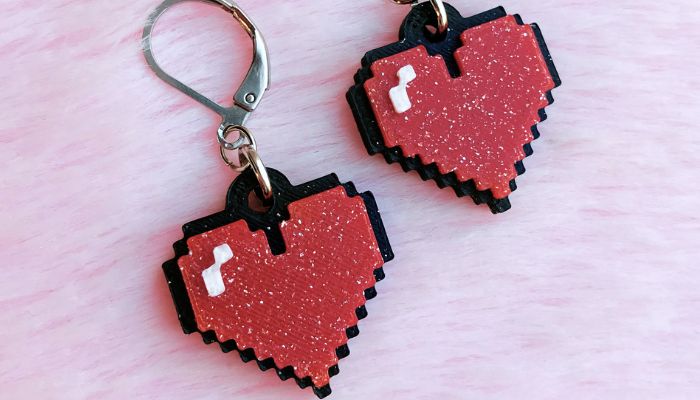 STL file Keychain love heart pixel art・3D printer model to download・Cults