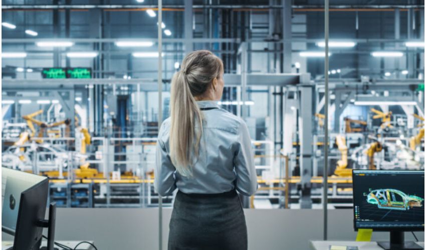 Woman standing in research institute