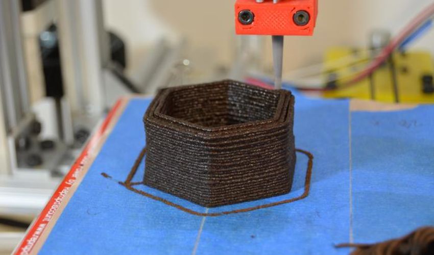 3D printed coffee grounds forming an object