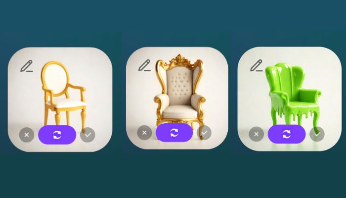 Chairs created in the AI 3D model generator Rodin Gen 1