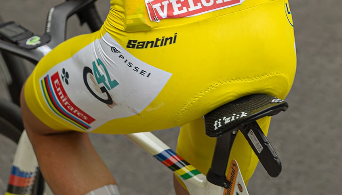 Tadej Pogačar's saddle used for Stage 21 of the Tour de France 