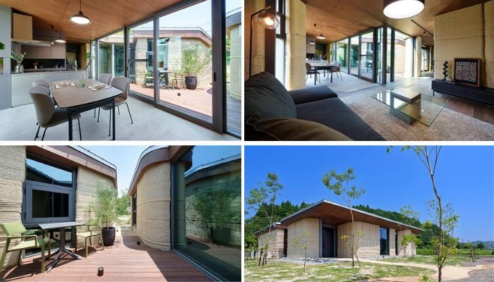 The modern house was built on an area of approximately 100 square meters.