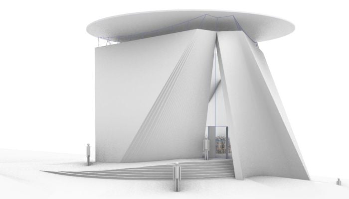 The building's basic form takes advantage of the design possibilities offered by 3D concrete printing. (Credit: Jiří Suchomel)