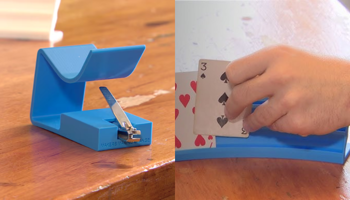 Some of the assistive devices produced include an adaptive fingernail clipper and card holders. (Photo Credit: CBC Canada)