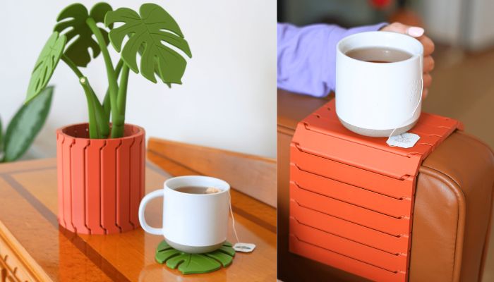 Monstera Magnetic Coasters with Pot
