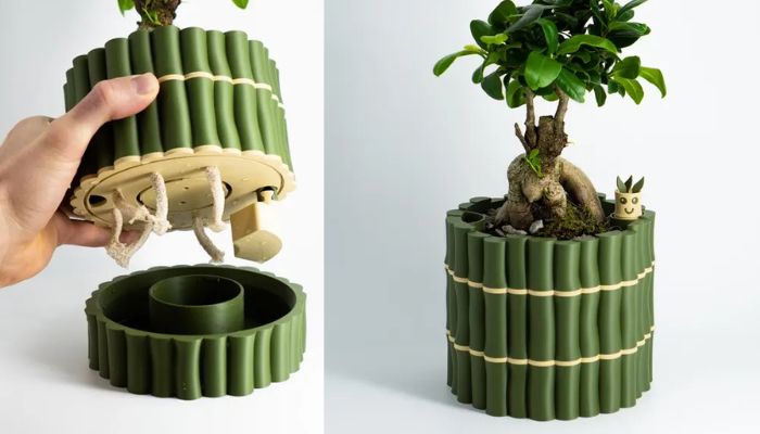 self-watering bamboo planter