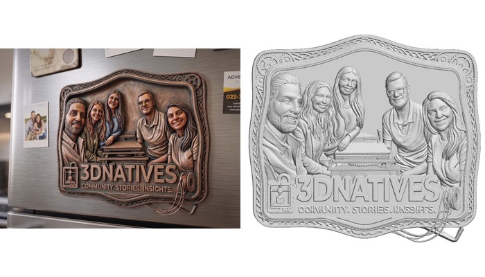 3Dnatives plaque: Gemini image and Meshy relief