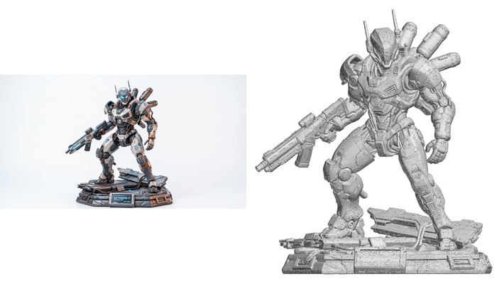 Mecha figurine 1: Gemini image and Meshy model