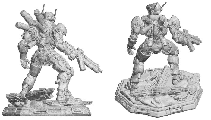 Mecha figurine 1 model seen from behind