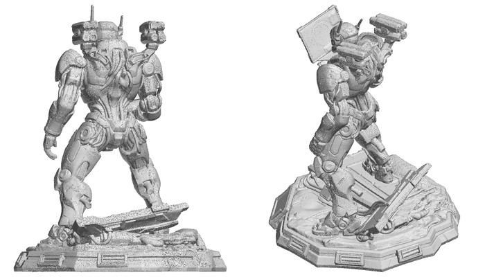 Mecha figurine 2 model seen from behind