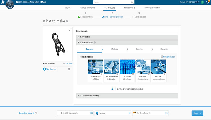 dassault on-demand manufacturing service