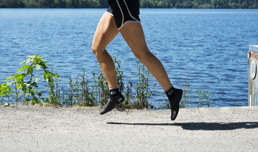 The custom, 3D printed running shoes 