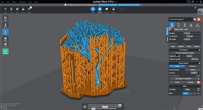 Support structure for 3D printing