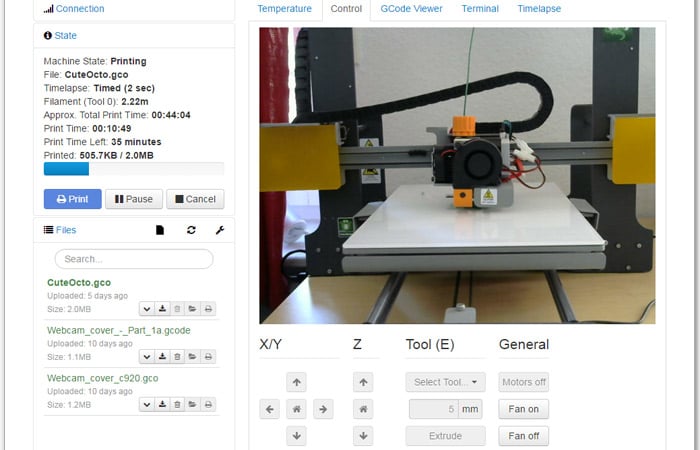 Kan Formode mesterværk OctoPrint, the application to control your 3D printer - 3Dnatives