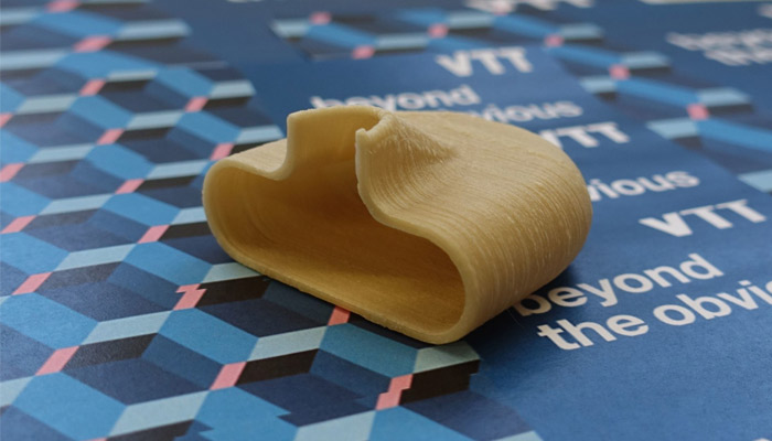 Prototype of 3D printed electrical insulation component from cellulose (photo credits: NOVUM)