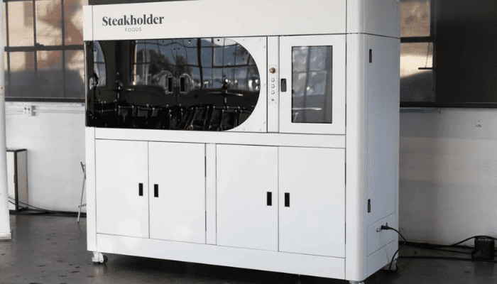 Showcase of Steakholder Foods' 3D printer