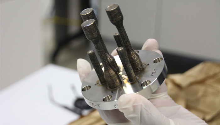 The parts made on the metal 3D printer going to space