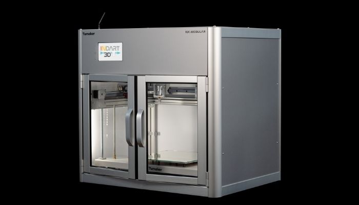 The NX Modular, a dual-head 3D printer for printing with pellets and filaments. (Photo credit: Tumaker).