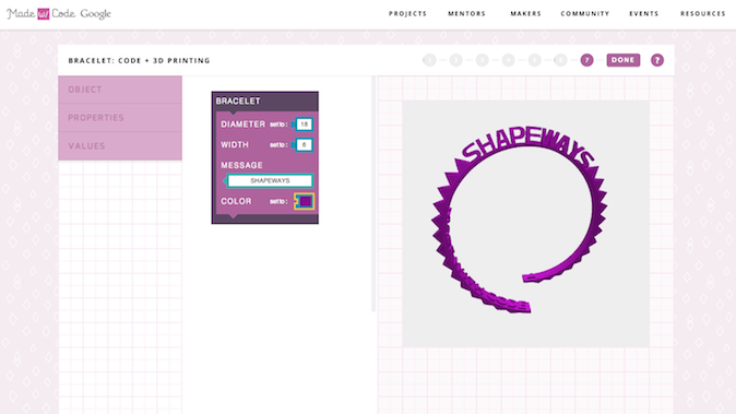 Le projet permettra de coder une interface graphique pour personnaliser un bracelet à imprimer en 3D